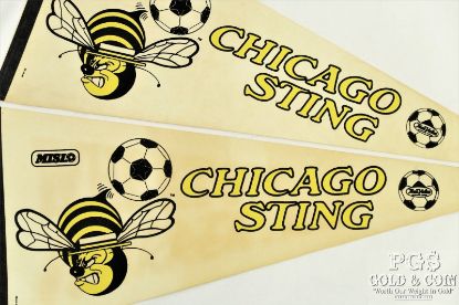 Picture of Vintage 1970s NASL Chicago Sting Defunct Soccer Pennants Felt Ylw/Black 22542