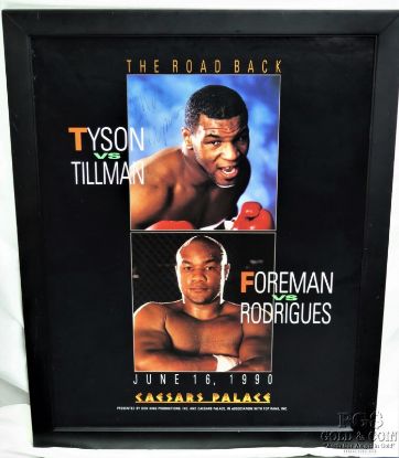 Picture of Signed Mike Tyson Poster 1990 Caesars Palace LV George Foreman Ticket Boxing7977