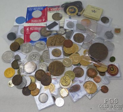 Picture of Large Assortment of Vintage Sports Tokens and Medallions 25728