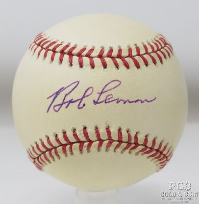 Picture of Bob Lemon HOF Cleveland Indians Signed Rawlings OAL Baseball AUTO JSA 27234