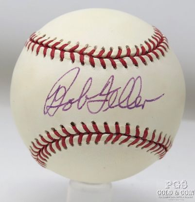 Picture of Bob Feller HOF Cleveland Indians Signed OAL Baseball JSA COA 27231