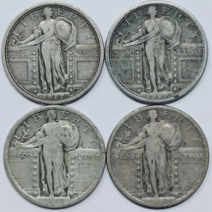 Picture of 2x 1917 T1, 1x 1917 T2, 1x 1920 Standing Liberty Quarters SLQ 25c 28224