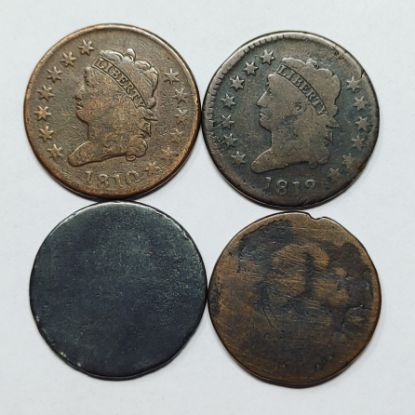 Picture of 1810, 1812, ND Head of 1794, ND (1808/1814?) Classic Head Large Cents 1c 4 Coins 28193