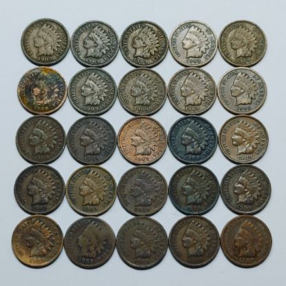 Picture of (25) Assorted Condition 1909 Indian Head Cents 1c 28138