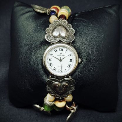 Picture of Native American "Peyote Bird" Sterling Silver Beaded Watch 8" 28287