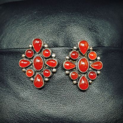 Picture of Don Lucas Sterling Silver Carnelian Cluster Clip-on Earrings 1"x.75" 9.5g 28293