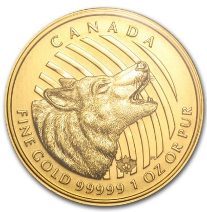 Picture of 2014 Canada 1 oz $200 Gold Howling Wolf - BU  .99999 BU