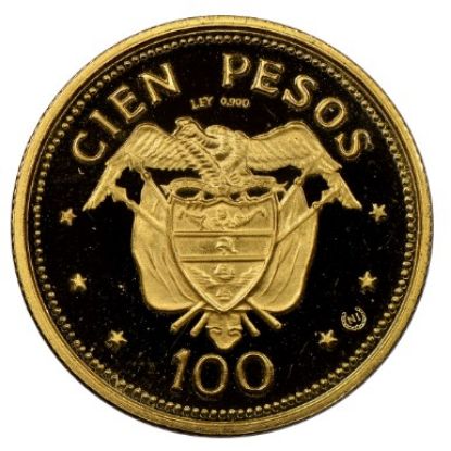 Picture of Colombia 100 Pesos Gold (1968) BU .1244 AGW