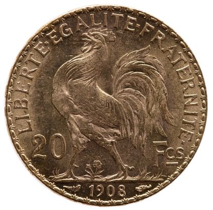 Picture of France 20 Franc Gold Rooster (1907) AU .1867 AGW