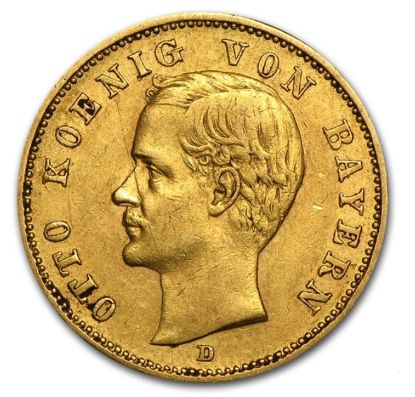 Picture of Germany 20 Mark Gold Bavaria Otto (1895-1913) AU .2304 AGW
