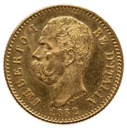 Picture of Italy 20 Lire Gold (1902-1908) AU .1867 AGW