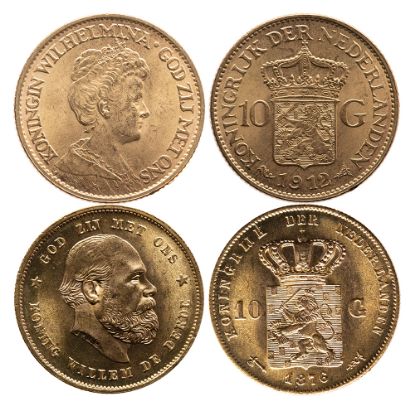 Picture of Netherlands Dutch 10 Guilder Gold (Random Date) BU .1947 AGW