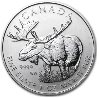 Picture of $5 Canadian 1 oz Silver Wildlife Series - Moose (Random Date)  BU