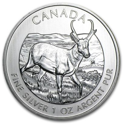 Picture of $5 Canadian 1 oz Silver Wildlife Series - Pronhorn Antelope (Random Date) BU 