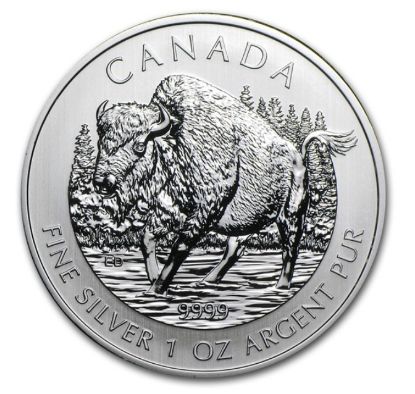 Picture of $5 Canadian 1 oz Silver Wildlife Series - Wood Bison (Random Date) BU 