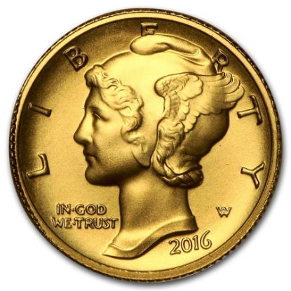 Picture of 2016-W 1/10 oz Gold Mercury Dime Centennial Coin w/OGP 