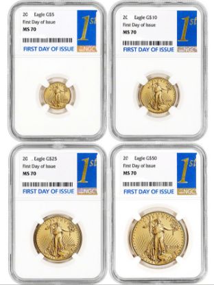 Picture of 2017 4-Coin American Gold Eagle Set MS-70 NGC (FDOI) 1.85 oz 