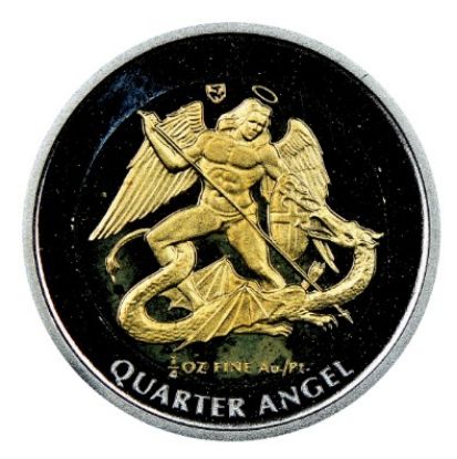 Picture of Isle of Man Bi-Metallic Quarter Angel Proof Gold (.125 oz.) & Platinum (.125 oz.) (Random Year) 