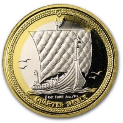 Picture of Isle of Man Bi-Metallic Quarter Nobel Proof Gold (.125 oz.) & Platinum (.125 oz.) (Random Year) 
