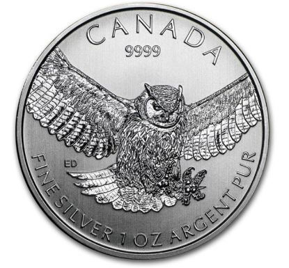 Picture of Canada 1 oz Silver $5 Birds of Prey Series - Great Horned Owl (2015) BU