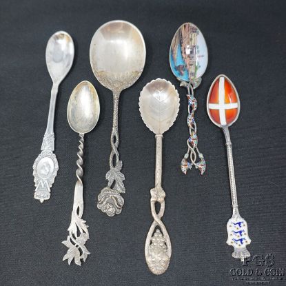 Picture of Antique Vintage European Spoons 800 835 Silver Enamel Spoon 82.6g 6 Pcs 