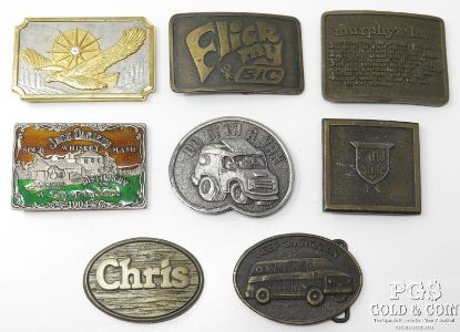 Picture of 8 Vintage Belt Buckles "Keep Trucking", "Do it in a Van" "Old Style", Etc