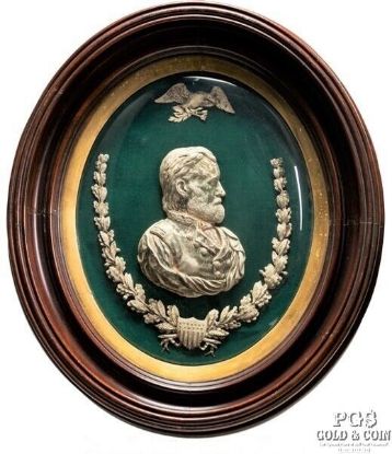 Picture of 1865 Ulysses S. Grant Silvered Bust, Powell Civil War General Oval Frame 