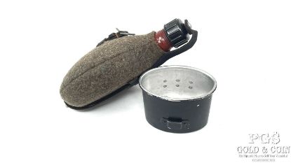 Picture of Original WWII German Soldier Canteen Set w/Cover & Cup Flask Water Bottle 