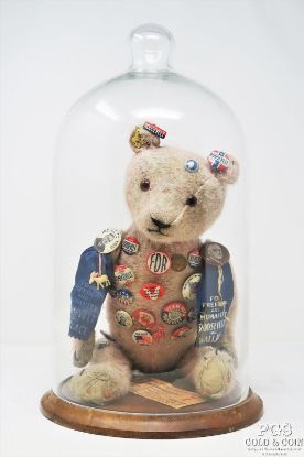 Picture of Glass Dome with Vintage Teddy Bear & Political Buttons