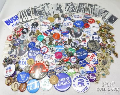 Picture of Massive Collection of Vintage US Political Pins, Buttons &  Trinkets