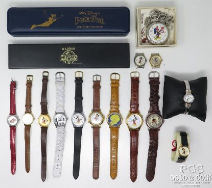 Picture of (15) Assorted Vintage Disney Watches & (1) Disney Pocket Watch  