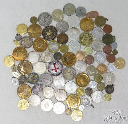 Picture of (81) Assorted Religious/Vatican Tokens & Medals Lg & Sm 