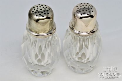Picture of Vintage Post-House Hand Cut Crystal Salt & Pepper Mill Grinder/Shakers 