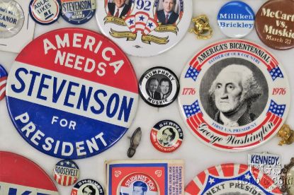 Picture of Vintage Political Buttons Assorted Elections 74 Pcs, Display Ike, JFK 