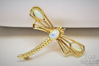 Picture of Opal Dragonfly Pin 14k Gold 