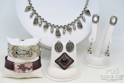 Picture of Signed Brighton Heart Charm Necklace Swarovski Pave Crystal Jelly Bracelet 