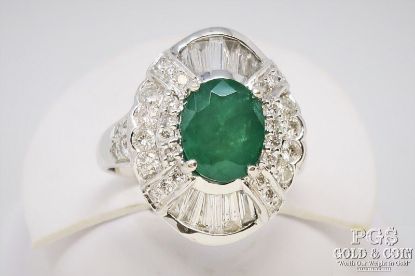 Picture of 2.43ct Emerald 1.22ct Diamond Cocktail Ring 18k White Gold