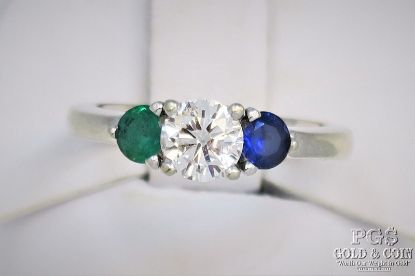Picture of EGL .70ct VS1 H Diamond Sapphire & Emerald Ring 14k Gold
