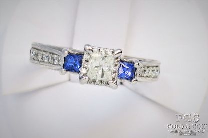 Picture of .40ct I2, I Diamond Engagement Ring w/ .10cttw Sapphire 14k
