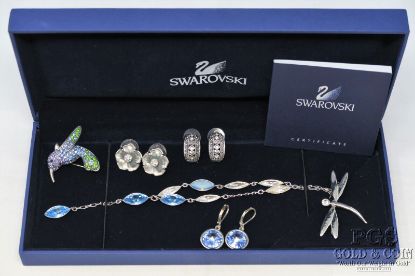 Picture of Signed Rhinestone Blue Crystal Hummingbird Pin, Swarovski Necklace, Etc