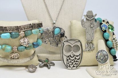 Picture of Assorted JJ Pins - Cactus, Owl, Starfish & Turquoise Gemstone Bracelets 