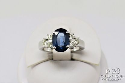 Picture of 2.3ct Blue Sapphire and Diamond Ring 18k White Gold 