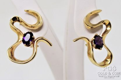 Picture of Amethyst 1.64ct French Back Hugger Earrings 14k Yellow Gold
