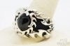 Picture of Sterling Silver Biker Flames Onyx Men's Ring