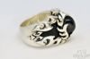 Picture of Sterling Silver Biker Flames Onyx Men's Ring