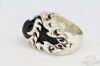 Picture of Sterling Silver Biker Flames Onyx Men's Ring