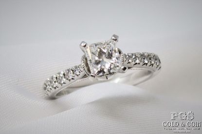 Picture of GIA .91ct D SI2 Princess Diamond Engagement Ring 14k Gold