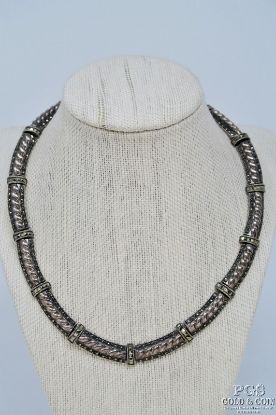 Picture of Judith Jack Sterling Silver Marcasite Twist Panel Link Necklace 17" 
