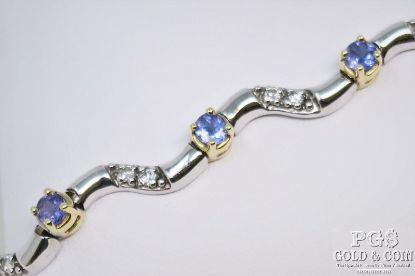 Picture of .5 cttw Diamonds & 1.2 cttw Tanzanite 14k Gold Bracelet 7" 