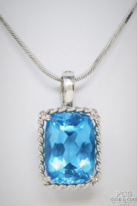 Picture of 6ct Blue Topaz Pendant 14k White Gold Necklace 16" 